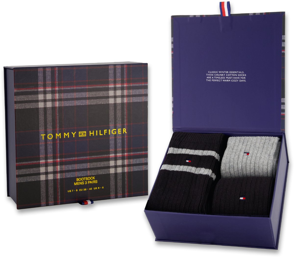 Tommy Hilfiger Herensokken Giftbox bootsock 3-Pack Zwart