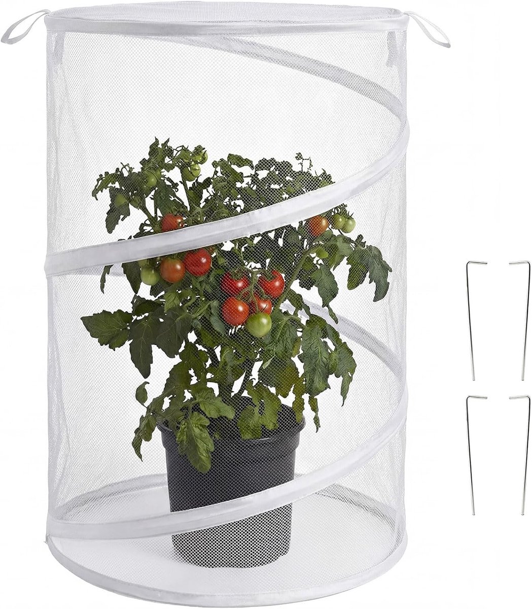Opvouwbaar tuinnet - 34×56cm - Insectenwerend net - Opvouwbaar Kweeknet - tuinbescherming Geschikt Voor fruit - Opspringende Plantennetafdekking - groenterijen plantenbeschermer - wit