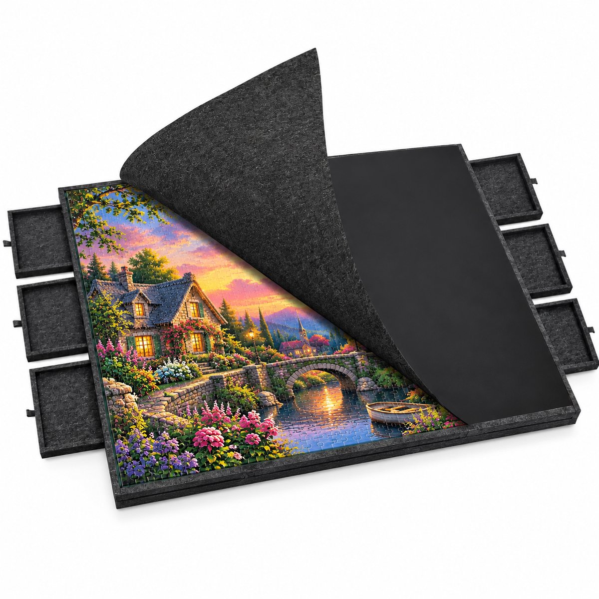 Currero Puzzeltafel Met Lades 1000 Stukjes - Puzzelbord - Puzzelmat - Opbergsysteem - Vilt - Met Deksel - Legpuzzel Accessoires - 2000 Pcs