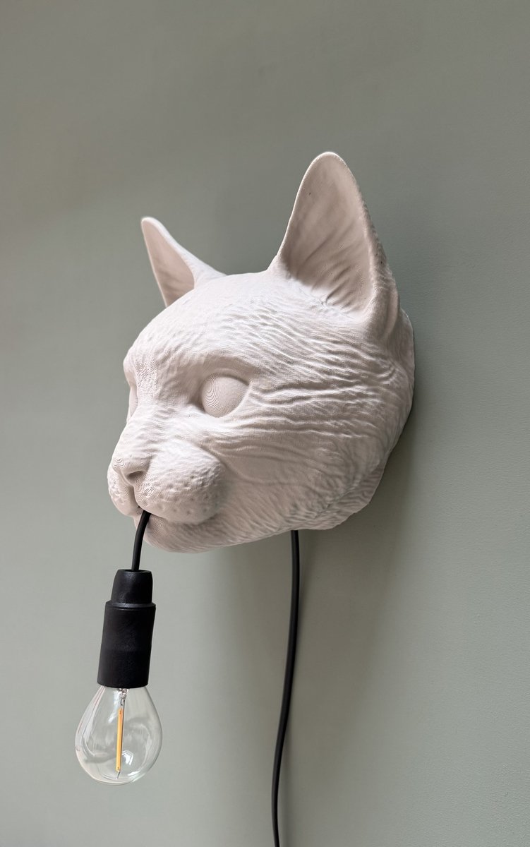 Katten Wandlamp - Grijs - Katten - Dierenlamp - E14 Fitting - LED geschikt - Met Montagesysteem - Voor Woonkamer, Slaapkamer, Kinderkamer en Hal - Sprado Design