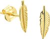 Clous d'oreilles en or en forme de plume avec des détails fins. 9,5 mm.
