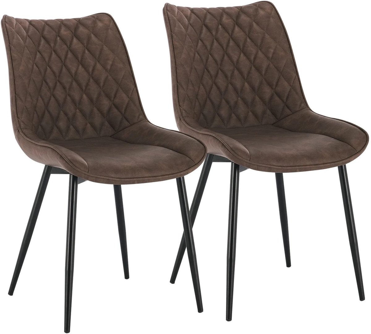 Klarven Eetkamerstoel stuks Leer bruin - Eetkamerstoelen - Leren Eetkamerstoel - Eetkamerstoelen Set Van 2 - Kunstleer - Ergonomische Rugleuning - Stevig En Comfortabel Zitcomfort - Zithoogte 46,5cm