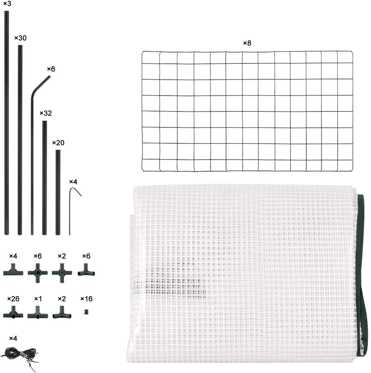Klarven® Tuinkas Wit - Beschermkas voor Planten - Plantenkas - Transparante Tuinkas - Bescherm je planten tegen vorst, wind en regen - PE-folie, Waterdicht en UV-bestendig - Stalen frame - B143xd143xh195cm