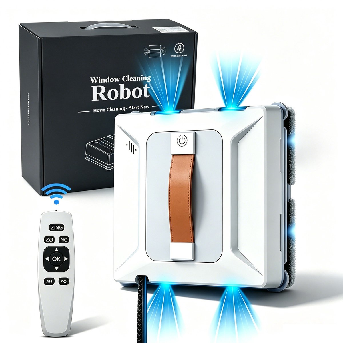 Raamreinigingsrobot - Automatische Ramenwasser - 6000 Pa Zuigkracht - 3 Reinigingsmodi met Slimme Routeplanning - App en Afstandsbediening - 100 ml Watersproeier - Voor Ramen, Glazen Deuren en Grote Glasoppervlakken