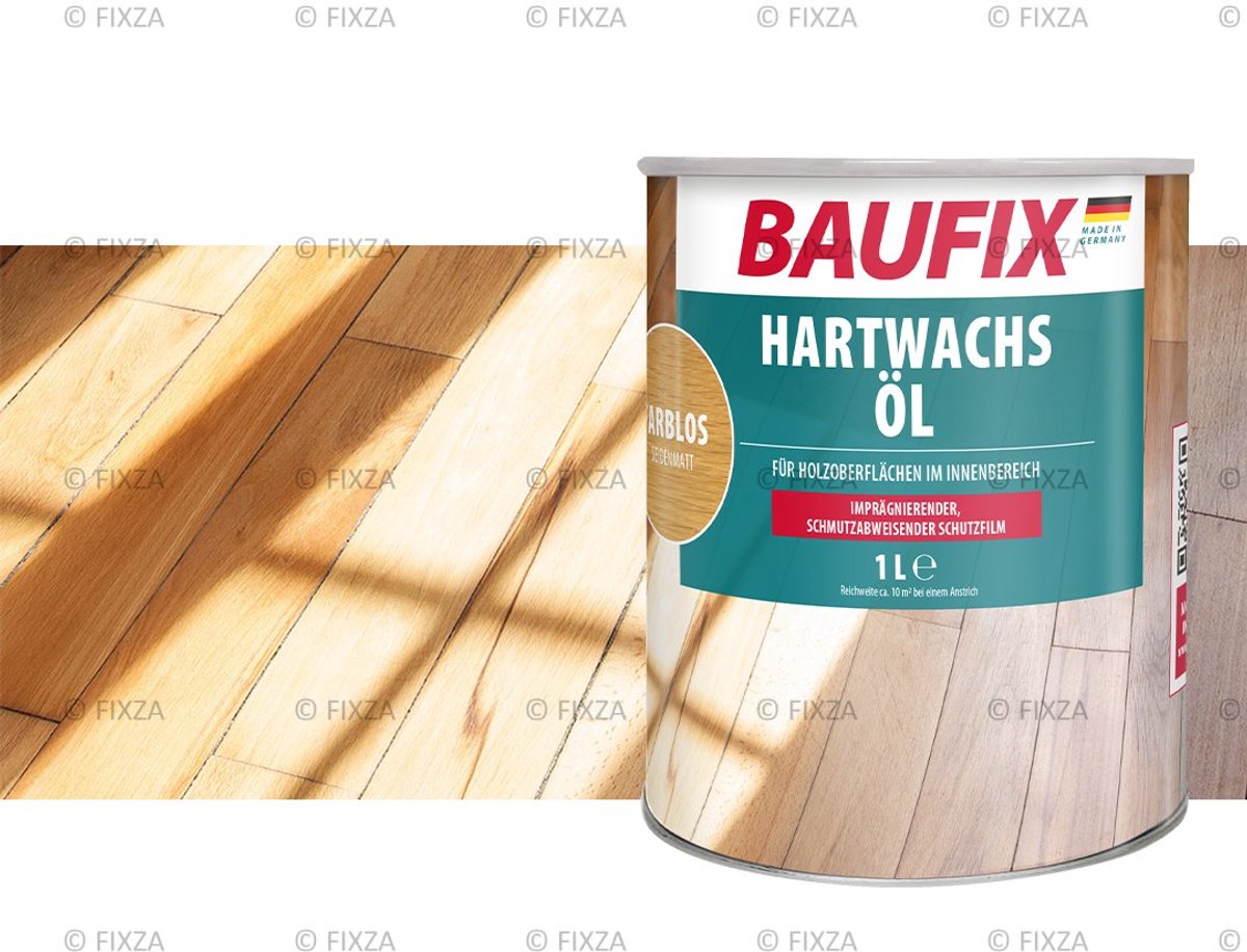 BAUFIX Hardwaxolie Kleurloos Transparant 1L – Zijdeglans Houtolie voor Parket, Vloeren & Meubels – Slijtvaste Houtbescherming Binnen