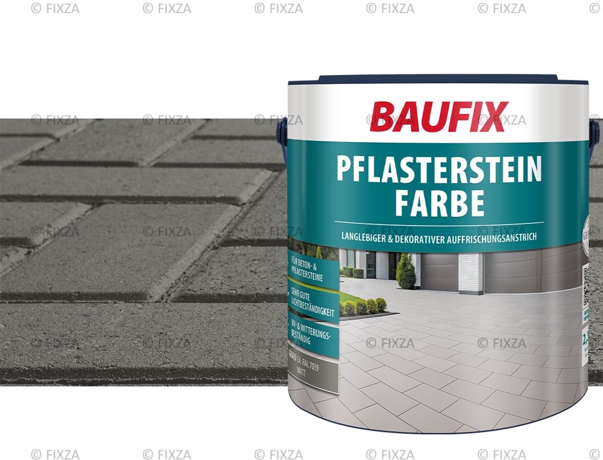 BAUFIX Bestrating Verf – Grijs – Mat – 5L – Betonverf Buiten voor Tuintegels, Terras en Oprit – Slijtvaste Steenverf