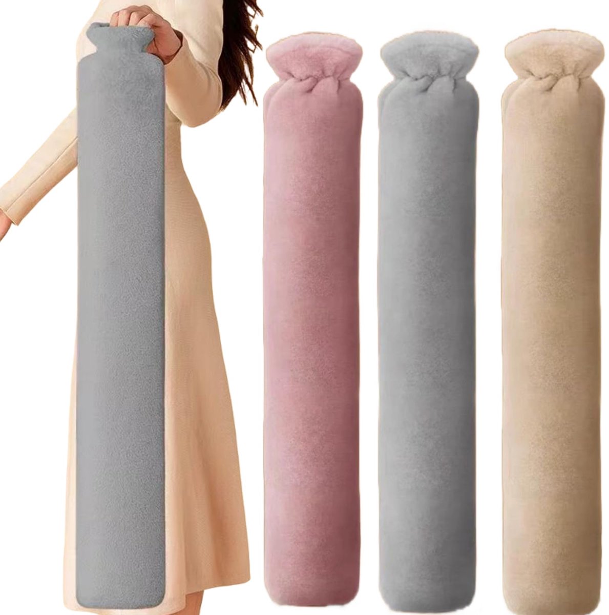 Lange Kruik - Warmwaterkruik - Kruik Met Hoes - Nek Kruik - Schouderkruik - XXL Kruik - Zachte Kruik - Bedkruik - Lichaamskruik - Warmtekruik - Faux Fur - Imitatiebont - Winter Accessoires - Cadeau Voor Haar - Roze - 1 Stuk