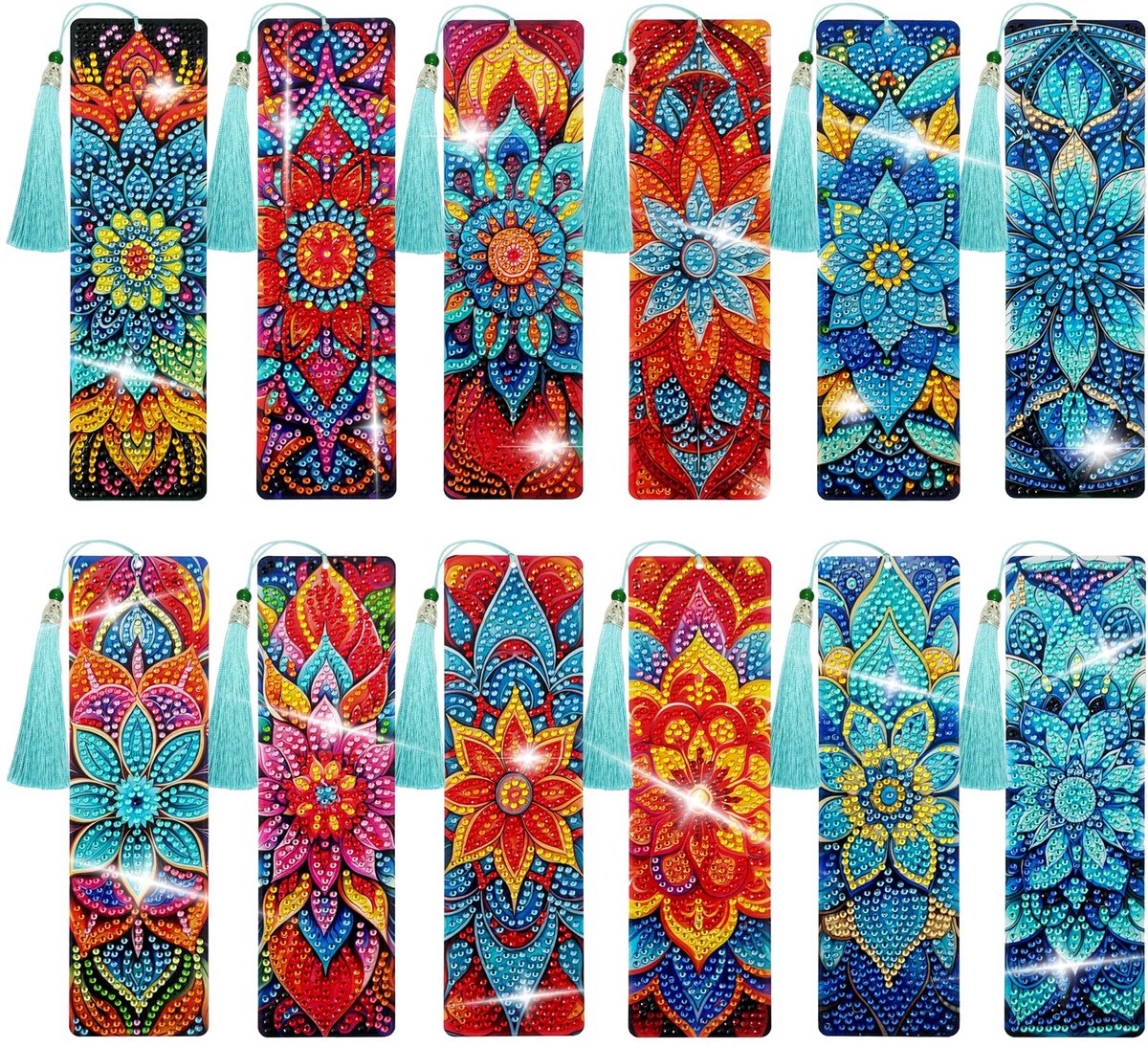 Casalora Diamond Painting Boekenleggers voor beginners en volwassenen - 12 Stuks - Mandala