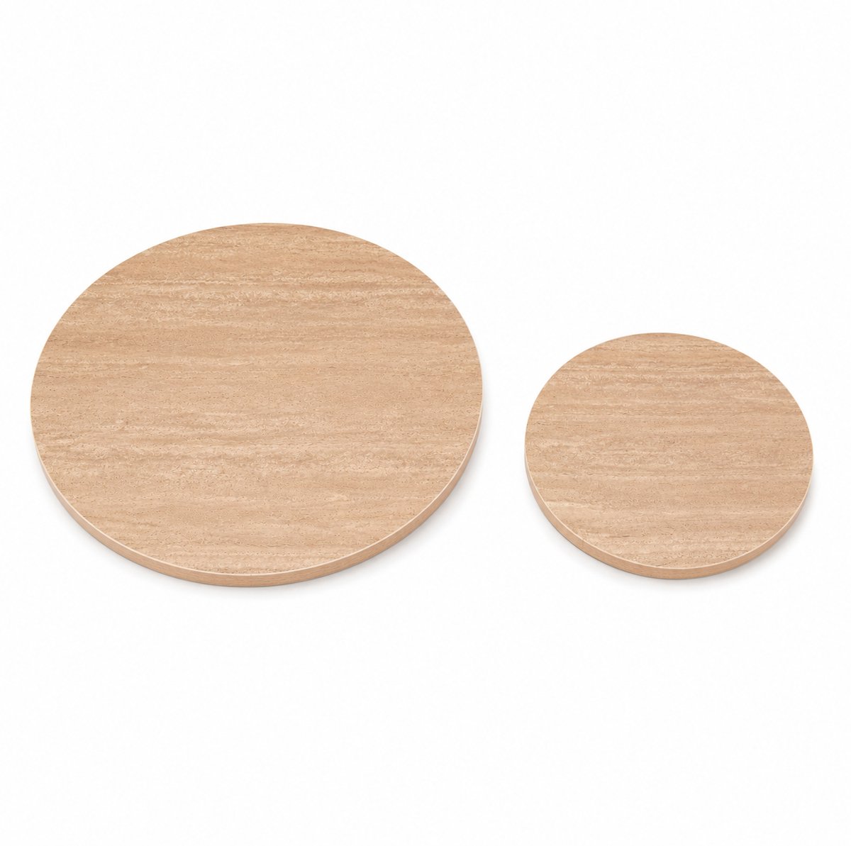 REDOM - Rond tafelblad - Travertinlook - Melamine coating - Schroefdraadinzetstukken - MDF - Hout - Ø 70 cm - 1,8 cm dik