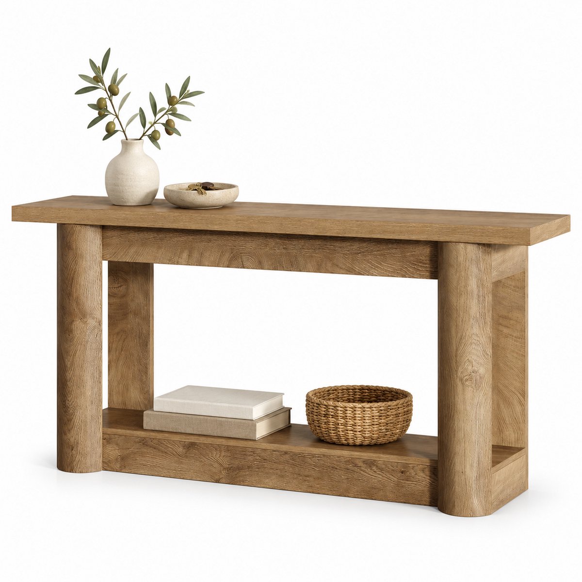DMG Supply Consoletafel - 2 Niveaus - 160 x 30 x 80 cm - Rustiek Bruin - Houtlook