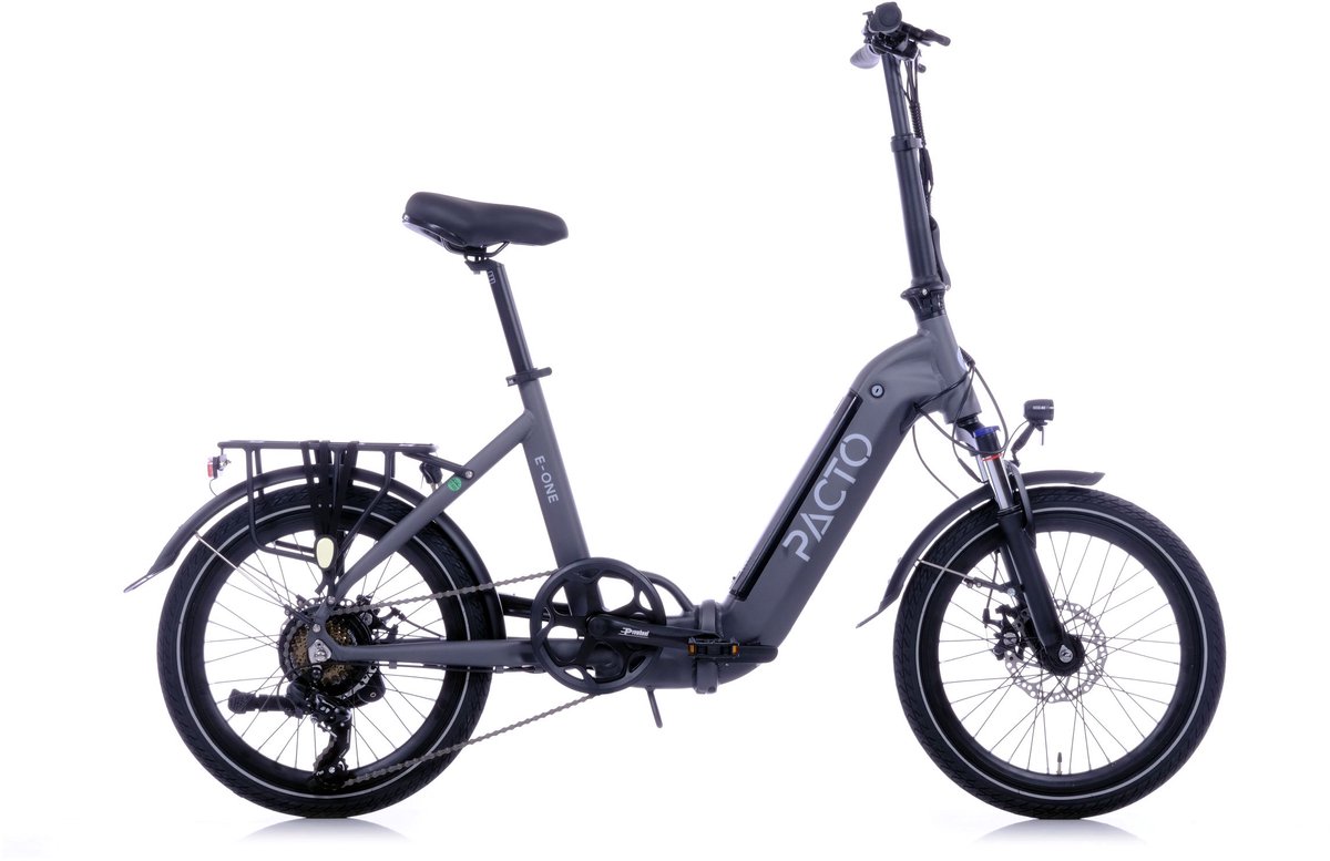 PACTO E-ONE - elektrische vouwfiets - lage instap - Shimano 7 speed - Schijfremmen - Grijs