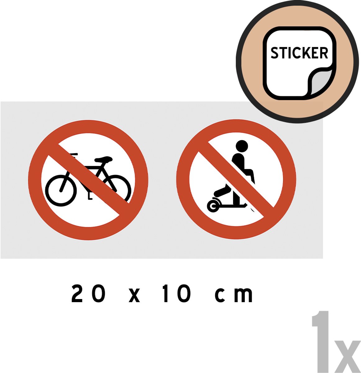Pictogram/ sticker (1x) | Steps en fietsen verboden | 20 x 10 cm | Vitrine | Elektrische step | Fiets | Overlast | Etalage | 1 stuk
