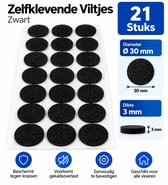 FSW-Products - Zelfklevend meubelvilt Zwart – 21 Stuks - 3cm dia - Antikras Vilt - Zelfklevende Vilt - Stoelpoot Beschermers - Vloer beschermer - Viltjes stoelpoten – Anti kras vilt – Bescherm Vilt – Meubelonderzetter - Stoel onderzetter - Stof
