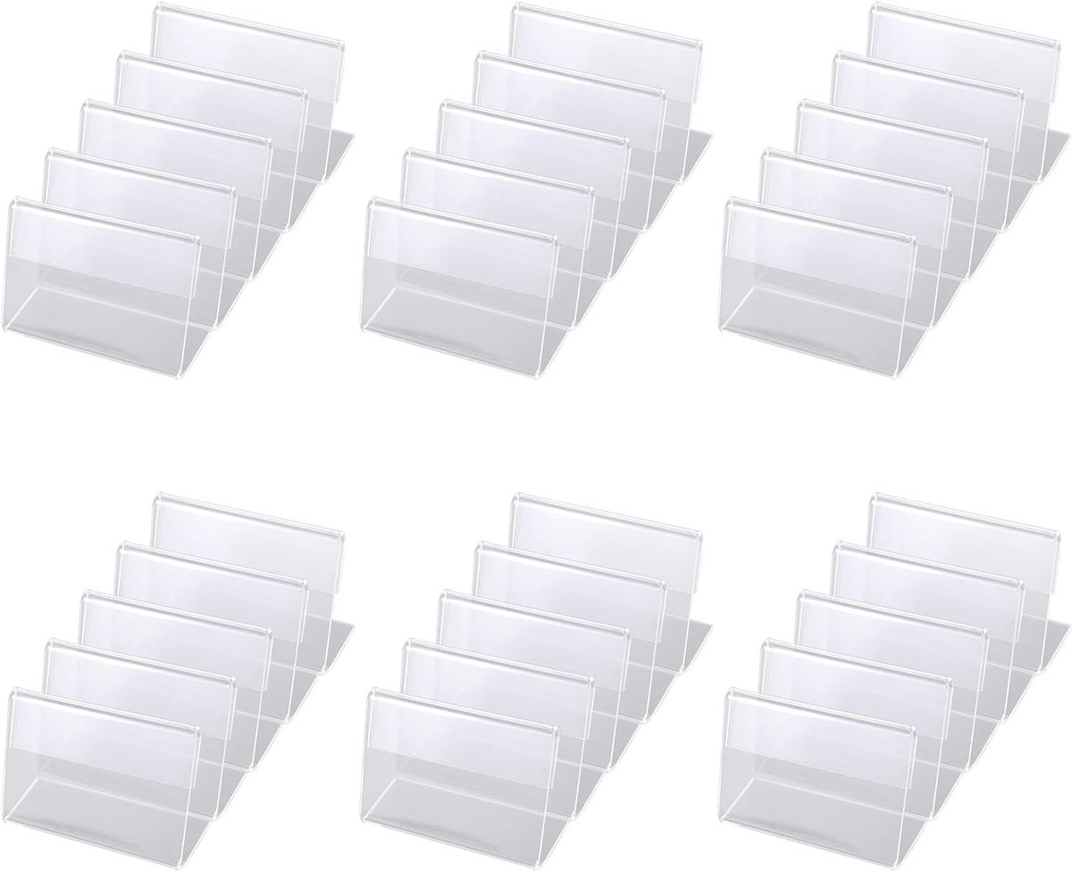 33 stuks tafelstandaards van acryl, 4 x 6 cm, prijskaartjes, buffetborden, visitekaartjesdisplay voor kantoor, winkel, supermarkt, reclame, restaurant, transparant