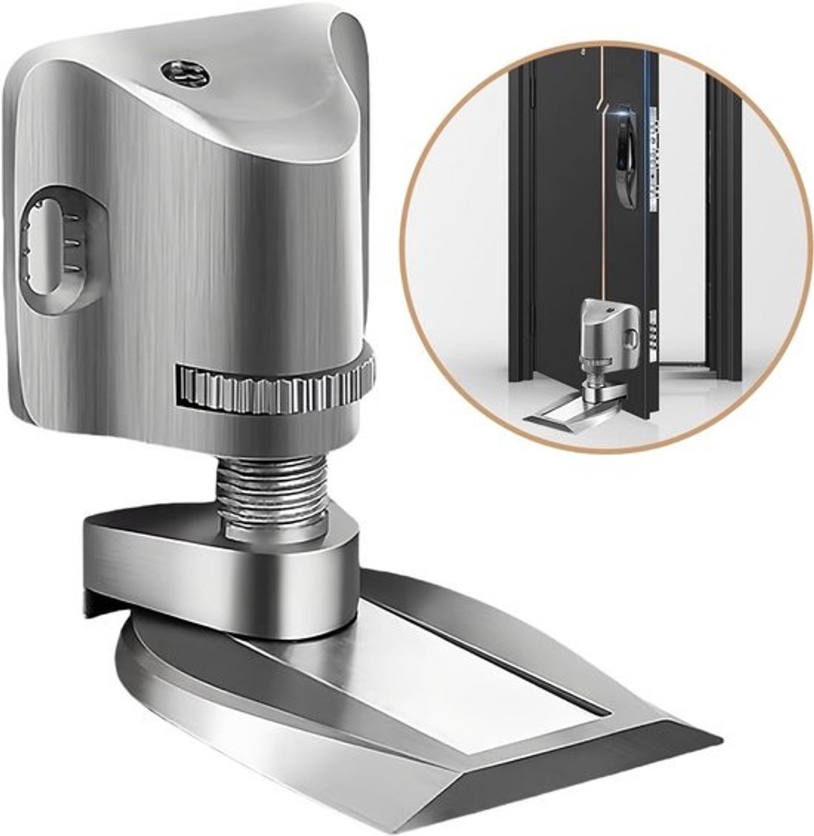 Verstelbare Magnetische Deurstopper - Vloer of Wandmontage - Zilveren Zinklegering