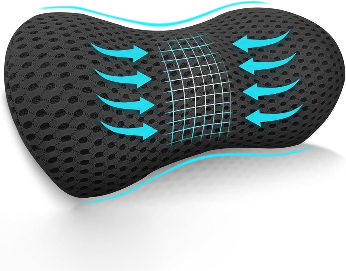traagschuim, lendensteunkussen, ergonomisch, rugsteunkussen voor auto, kantoor, bank en bed, lendenwervelsteun als lendenkussen, comfortabel rugkussen / lendenkussen (zwart)