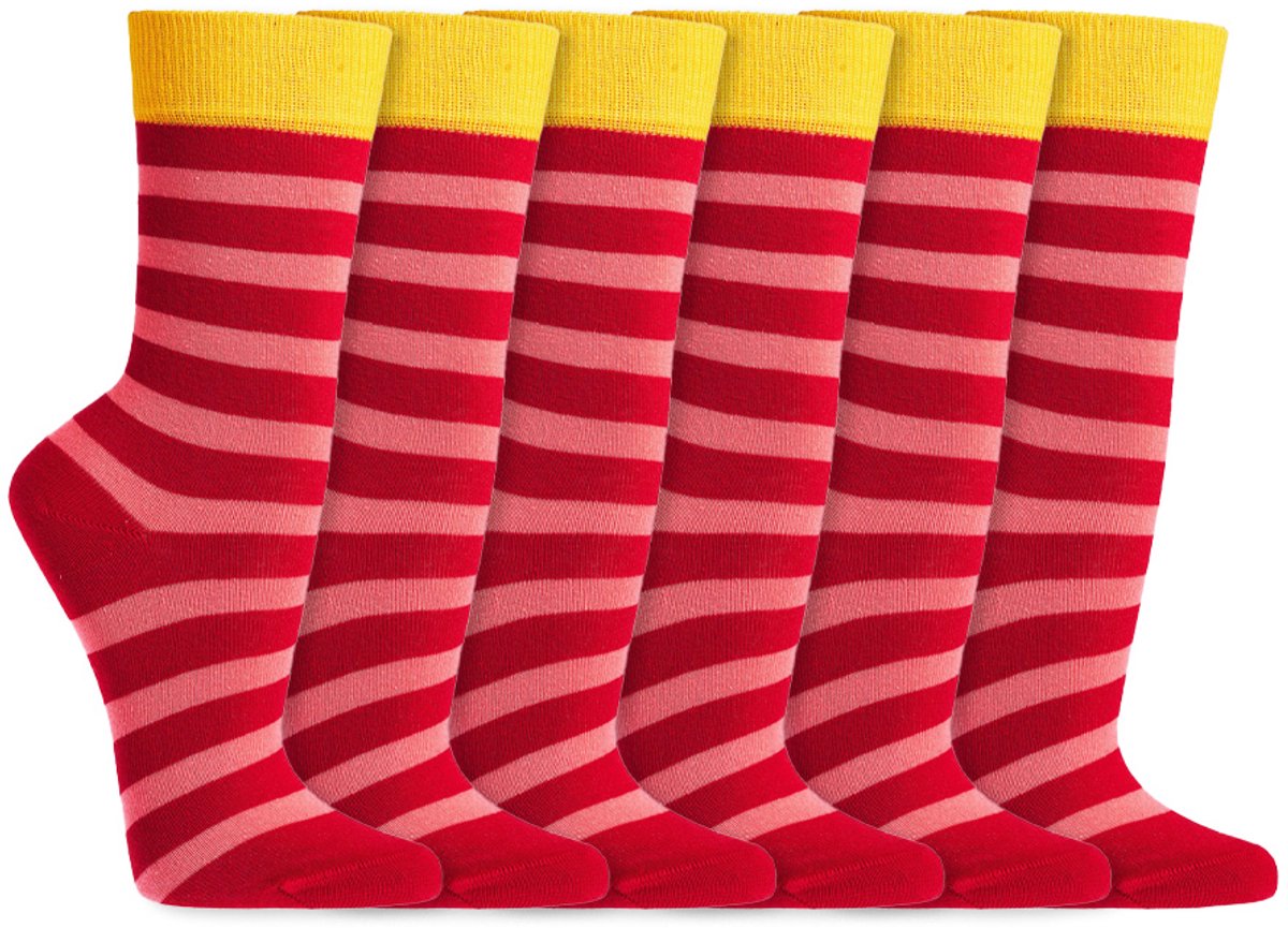Biologische Kindersokken | Vrij Van Schadelijke Stoffen | Merk: Socks4fun | Maat: 19 T/M 38 | Kleur: Rood | 6 Paar