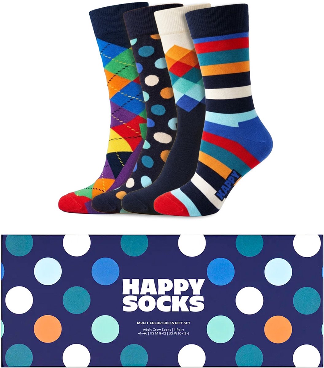 4 Paar – Happy Socks – Giftbox Multi-Color – Dames & Heren – Diverse Kleuren En Printjes