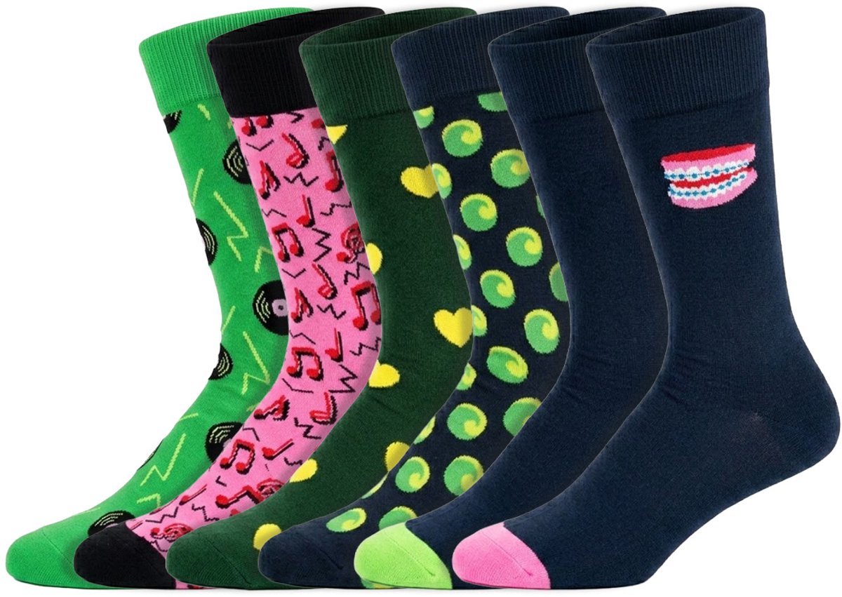 6 Paar – Happy Socks – Dames & Heren – Thema Fun – Katoen – Maat 41/46