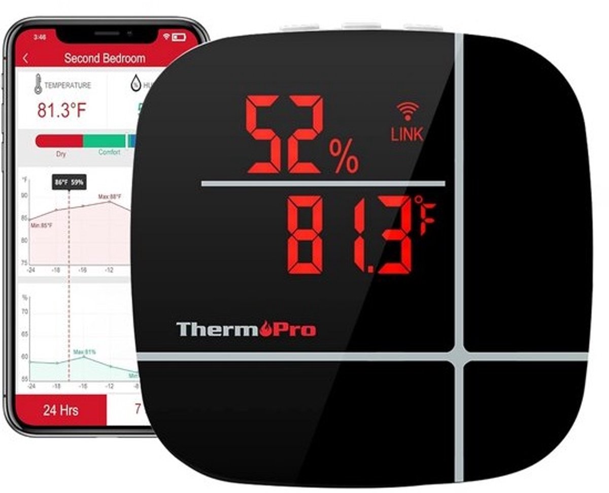 Slimme WiFi Thermometer en Hygrometer met App voor Binnen en Buiten Monitoring