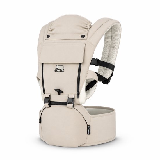 Deryan Pack Luxe Ergonomische draagzak - Babydrager + Opbergvakjes - Zand