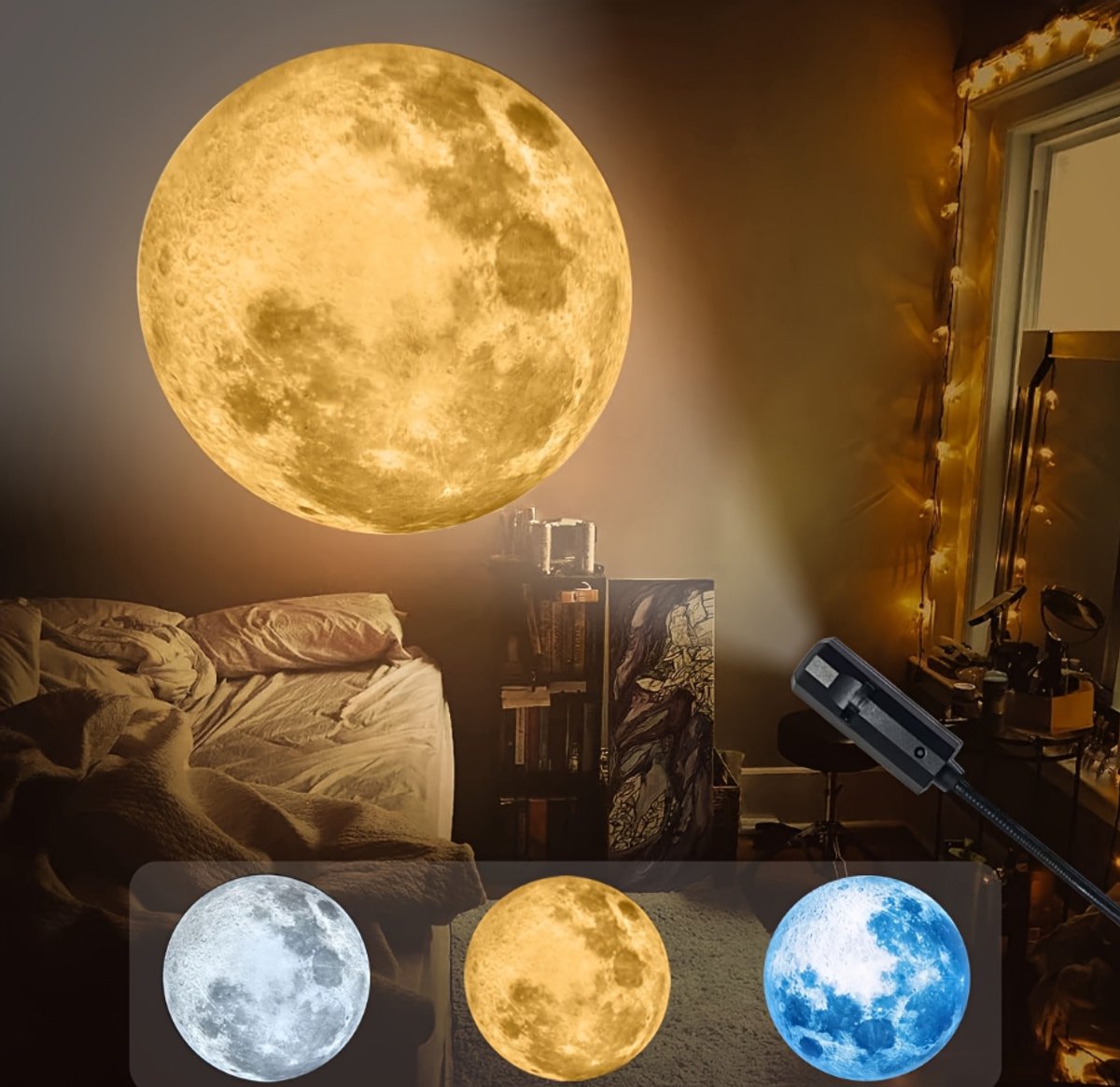 Sterrenprojector - 2-in-1 Projector - Planet Projector - Met 3 Films - Sterren Nachtlamp - Projectorlamp - Nachtlampje - Galaxy Projector - Sterrenhemel Projector - Sterrenlamp - HD - Plug-and-play - USB - Cadeau - Voor Auto en Kinderkamer - Maan