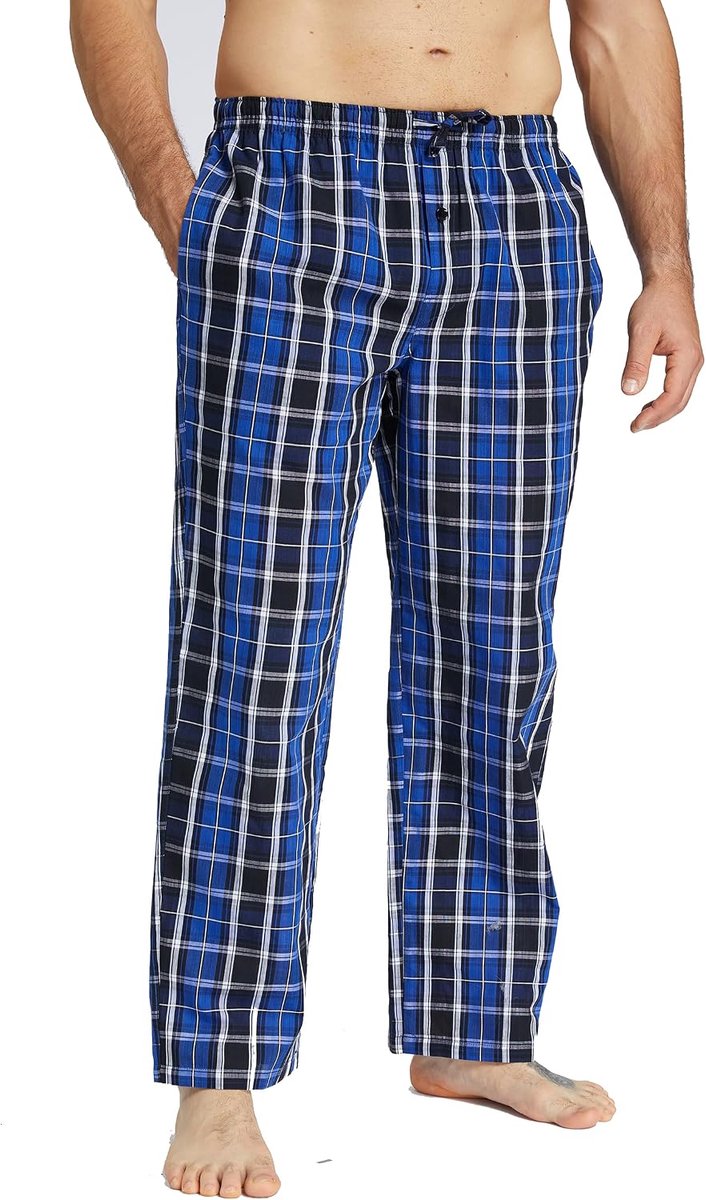 100% katoen pyjamabroek geweven geruit slaapbroek loungewear pyjama broek met zakken