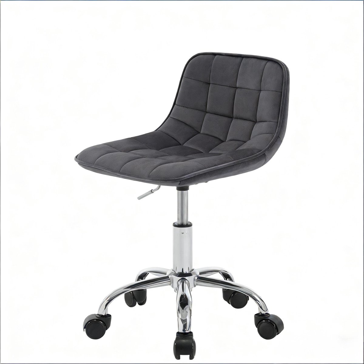 Ropilly Ergonomische draaibare kantoorstoel - Voor thuiskantoor en kaptafel - Comfortabele bureaustoel - Fluwelen bekleding op wielen - Donkergrijs Dark Gray