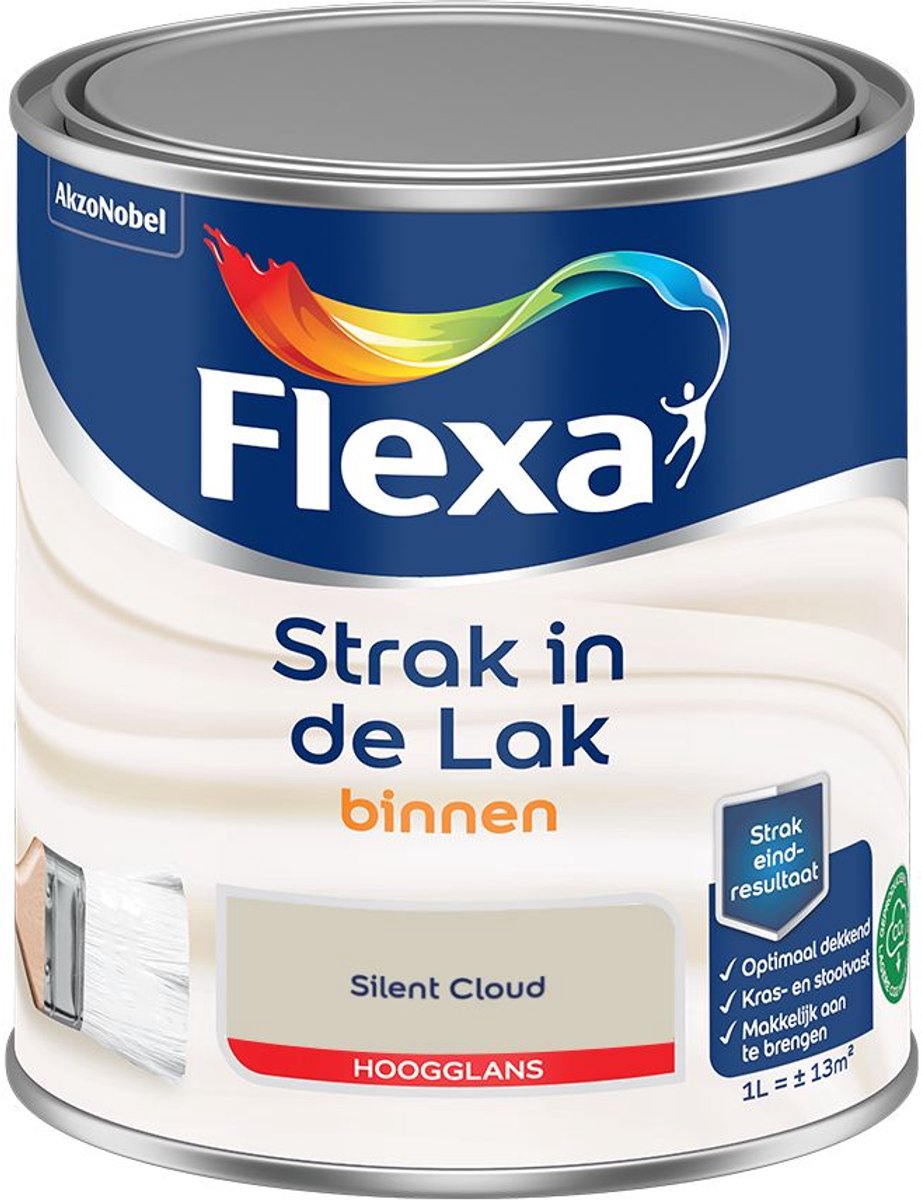 Flexa - Strak In De Lak Binnenlak Hoogglans - Silent Cloud - 1 L - Kleur Van Het Jaar 2027
