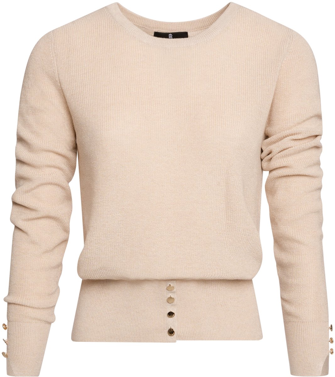 Fracomina trui beige met ronde hals en goudkleurige knopen voor dames - M (38)