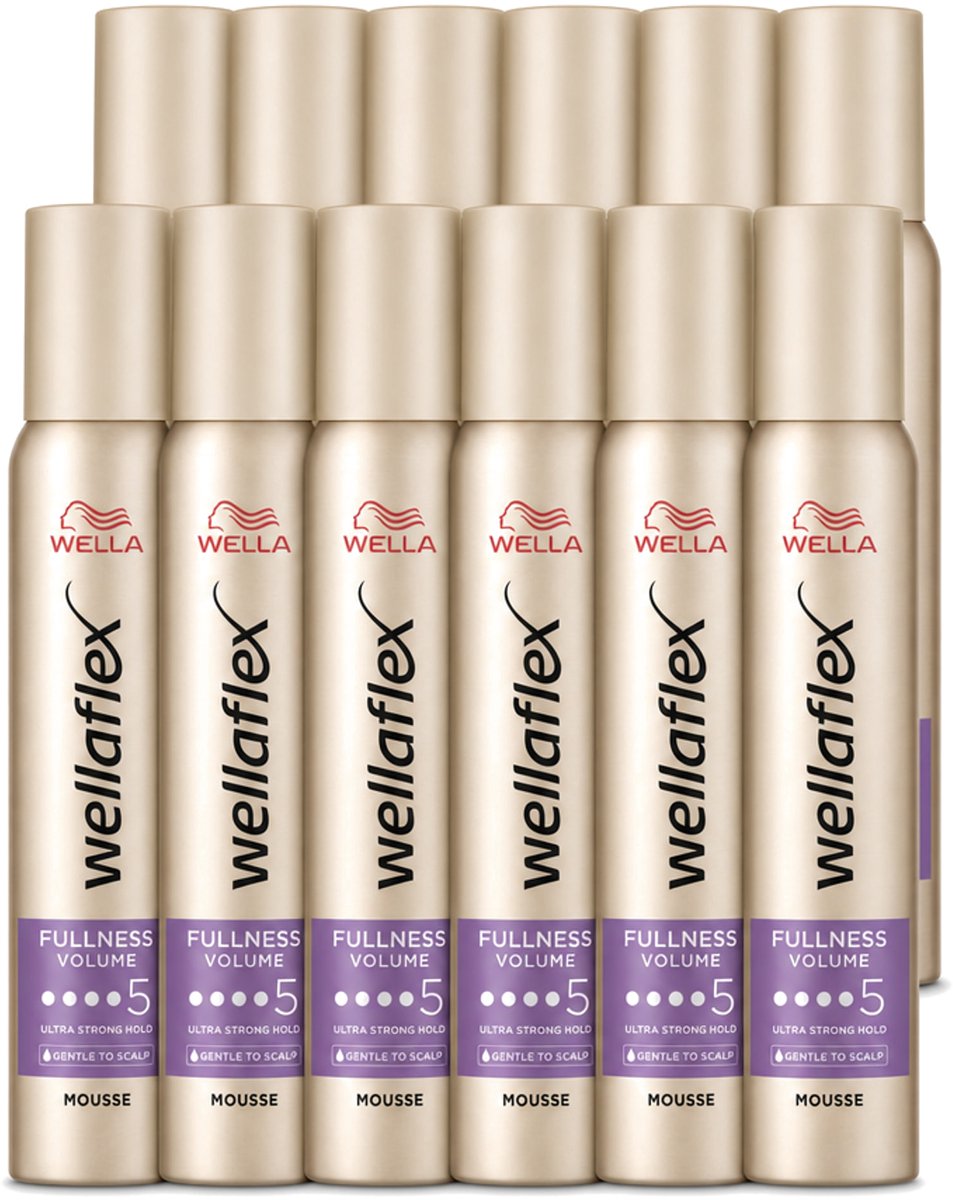 12 x Wella – Flex Fullness Volume Ultra Strong – Haarmousse – 200 ml - Voordeelverpakking - 12 stuks