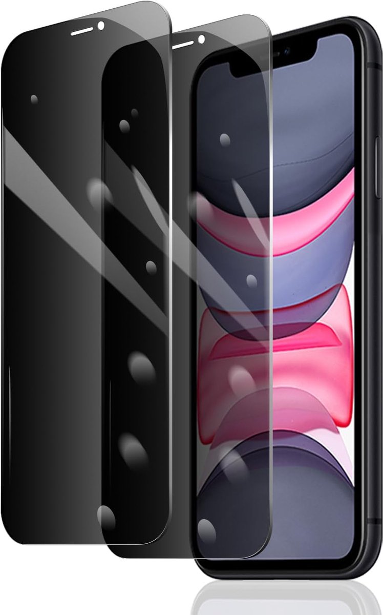 2 stuks privacybeschermingsfolie voor iPhone 11/iPhone XR, anti-spy pantserbescherming, anti-spionage, pantserfolie, displaybeschermingsfolie van gehard glas, privacy-veiligheidsglas, anti-krassen
