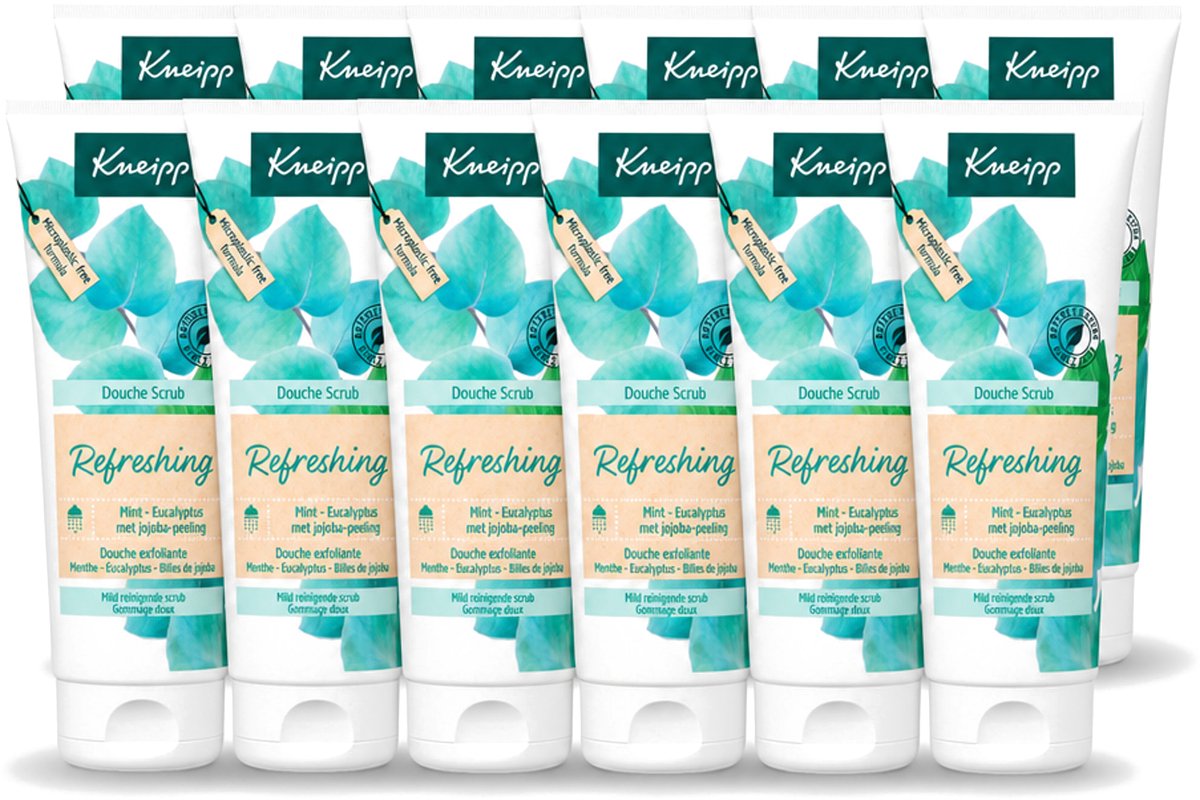 12 x Kneipp - Douche scrub - Refreshing - Mint & Eucalyptus - 200 ml - Voordeelverpakking - 12 stuks