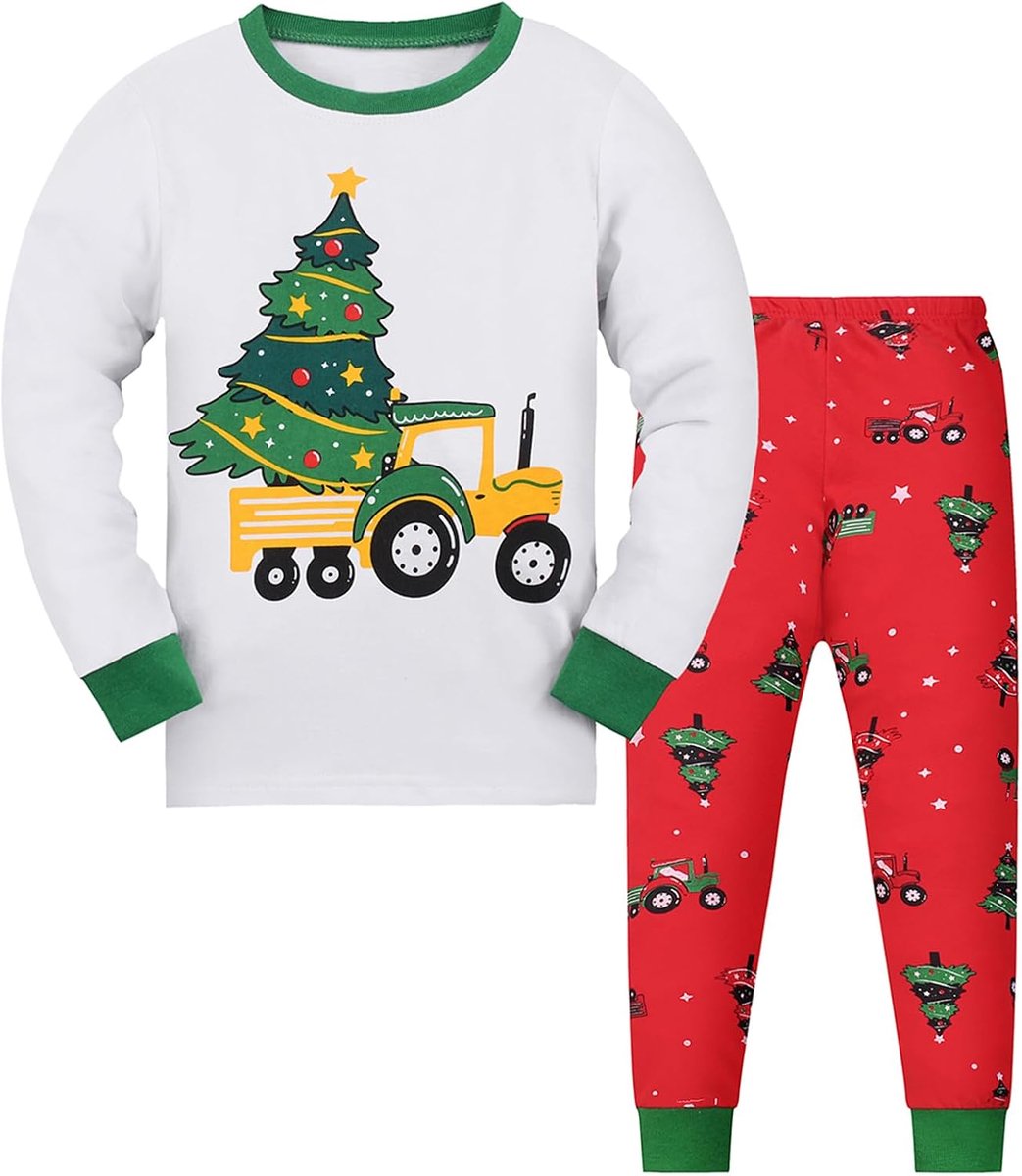 Jongens Pyjama meisjes Kinderen Kerstpyjama Lange mouwen katoen tweedelig 2-12 jaar