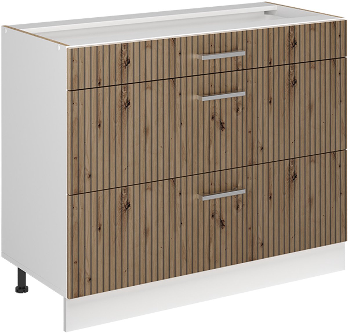 Vicco Keukenonderkast R-Line, Artisanaal eiken/Wit, 100 cm zonder werkblad