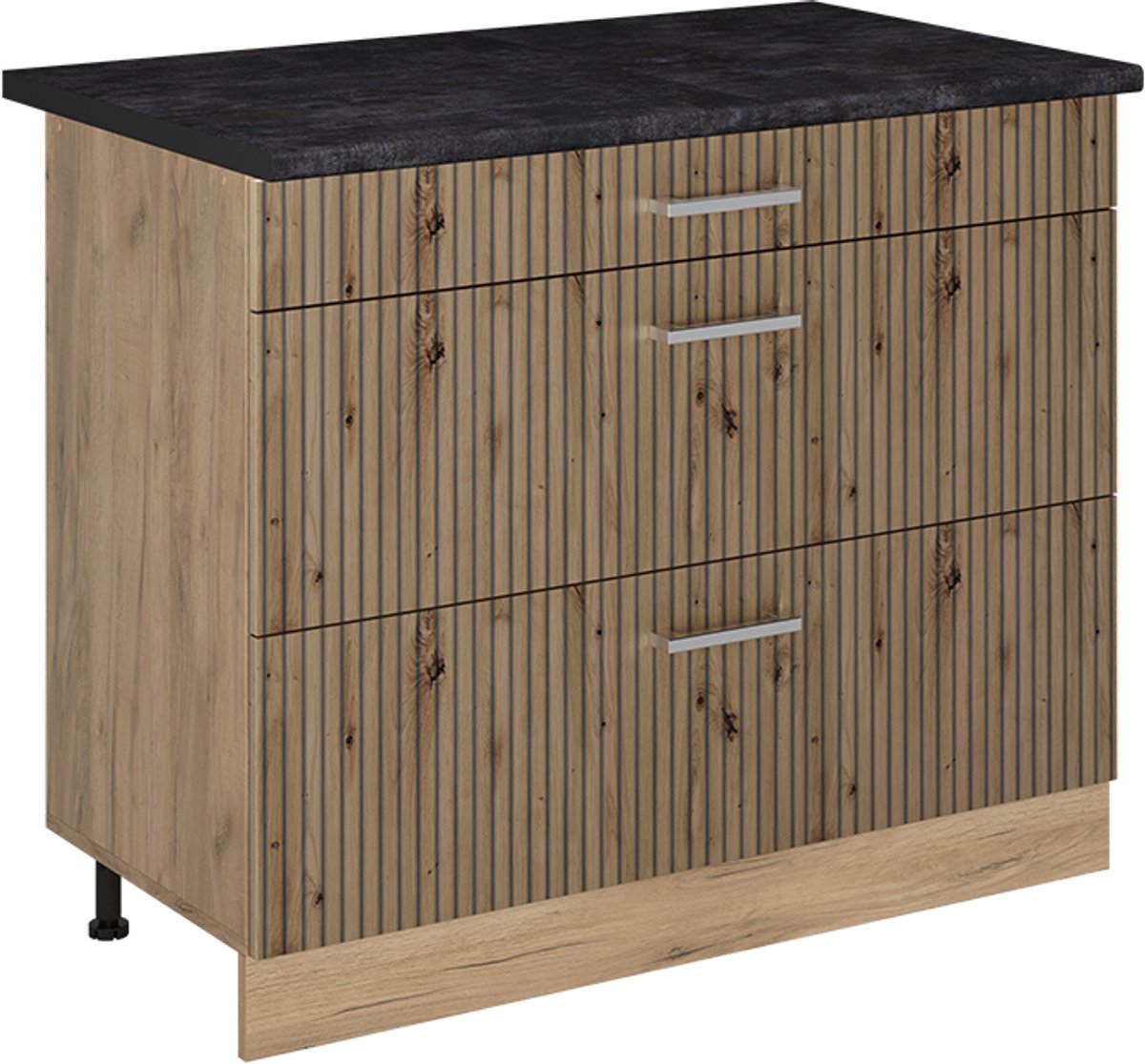Vicco Keukenonderkast R-Line, Artisanaal eiken/Goudkleurig Eiken, 100 cm antraciet werkblad