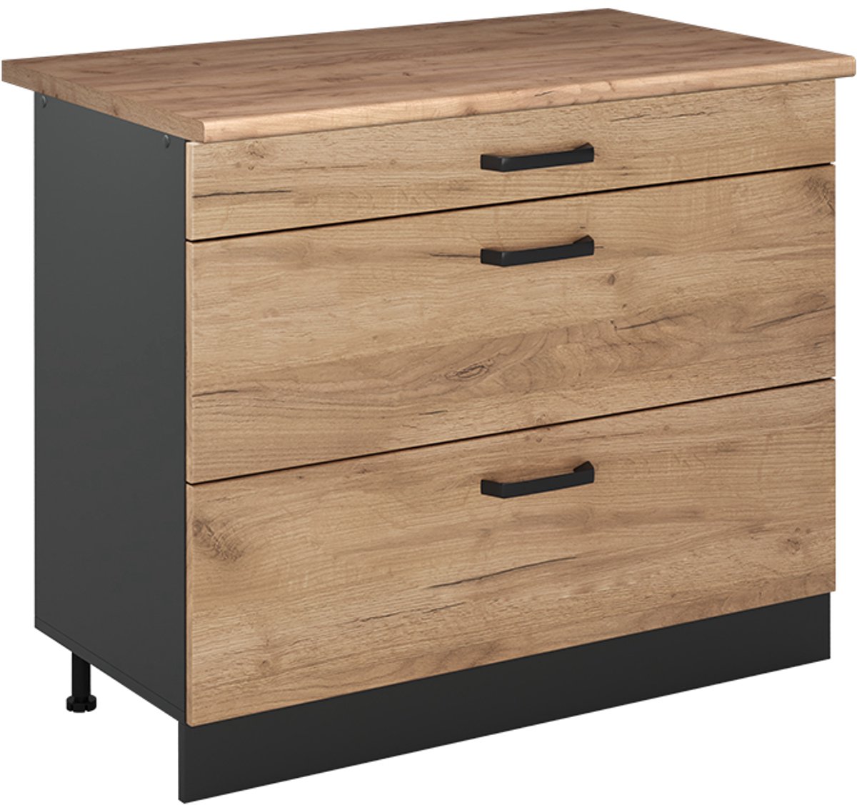 Vicco Keukenonderkast R-Line, Goudkleurig Eiken/Antraciet, 100 cm goudkleurig eiken werkblad