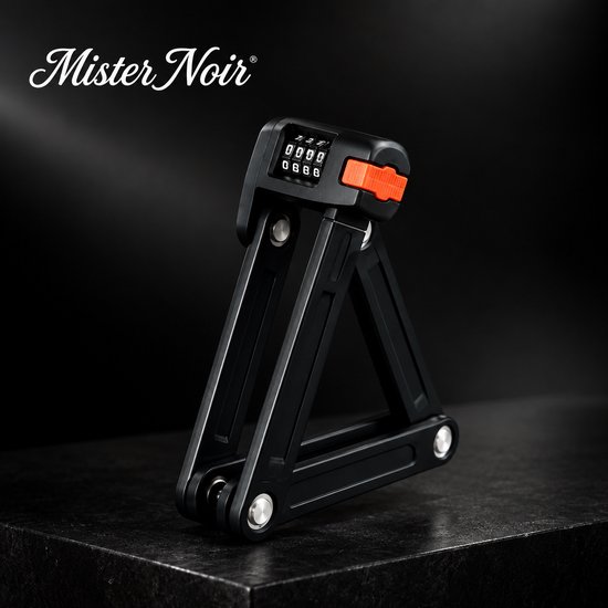 Mister Noir® Vouwslot - Fietsslot - Fatbike slot - Zwaar Gehard Staal - Cijferslot - Anti-Diefstal - Compact en Opvouwbaar - Met Houder - Geschikt voor Elektrische Fietsen & Motoren (90 cm) — afbeelding 2