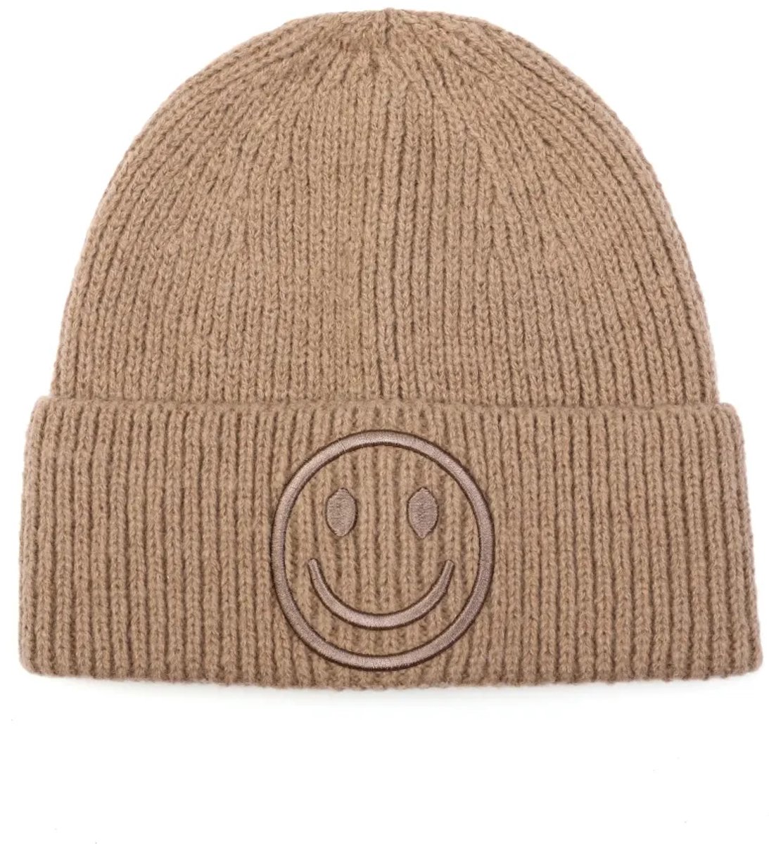 Smiley muts kleur khaki beanie