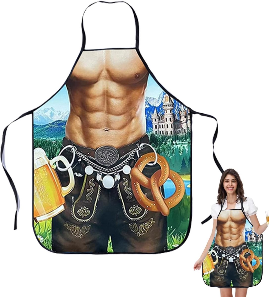 Barbecue schort voor feestelijke gelegenheden, motief schort voor koken, XL formaat, ideaal voor mannen