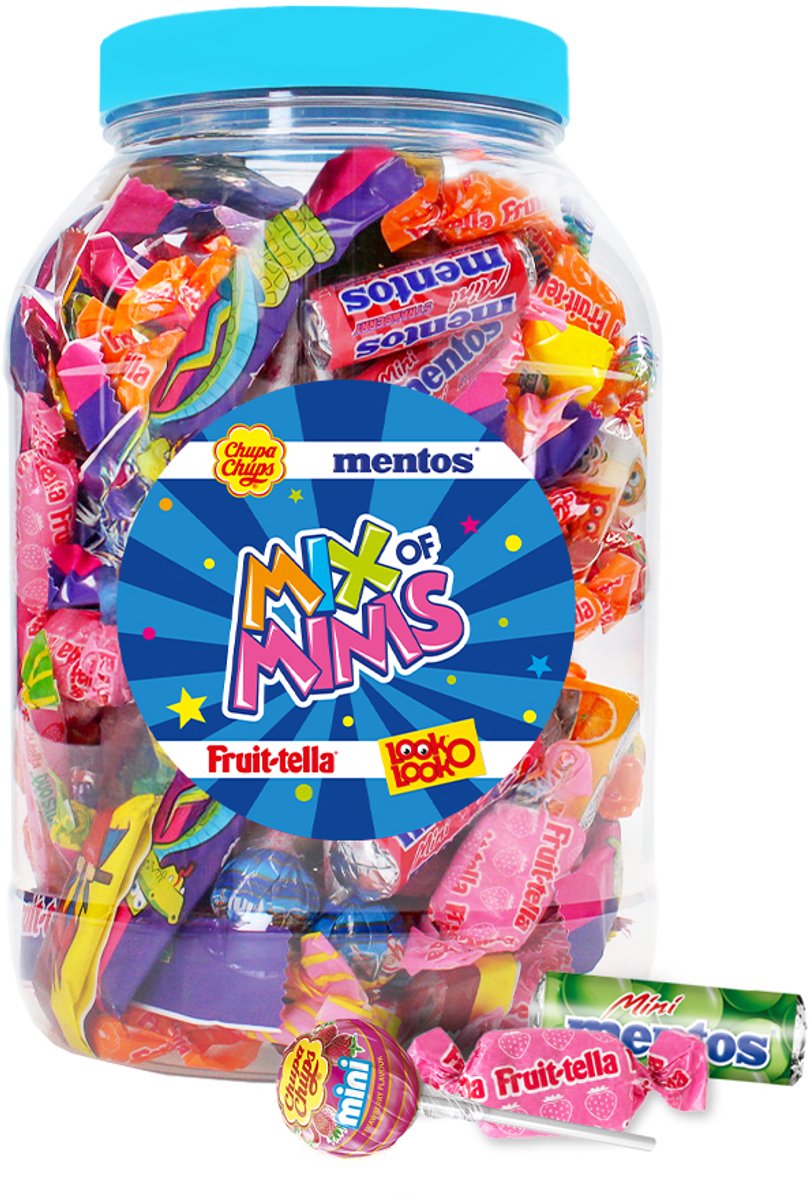 Ultimate mini's mix 1310g - snoeppot met uitdeelzakjes - snoepzakjes voor verjaardagsfeestjes
