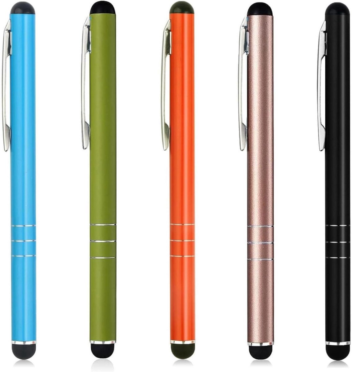 SSTRWGOOD 5 Stuks Invoerpen - Touchscreen Pen - Metalen Stift met Clip voor Gemakkelijk Meenemen - Geschikt voor Alle Tablets en Smartphones - Glad Schrijven Zonder Vertraging - Metaal - 5 stuks Set