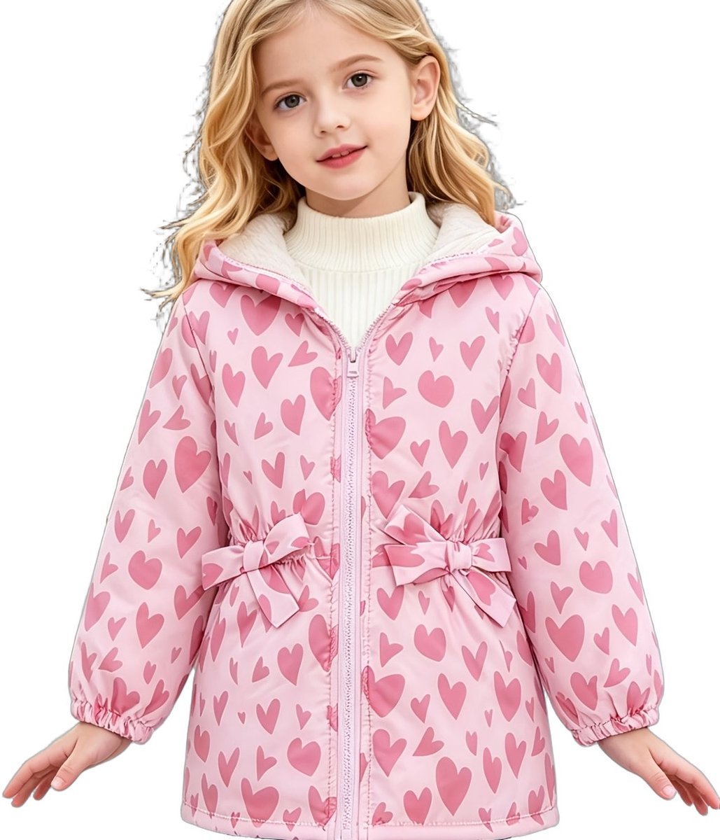 Currero Winterjas Parka Meisjes Lange Jas Meisje Wintermantel Overjas Gewatteerd Waterdicht Winter Stijlvol Mantel Kinderen 3-4 Jaar Roze