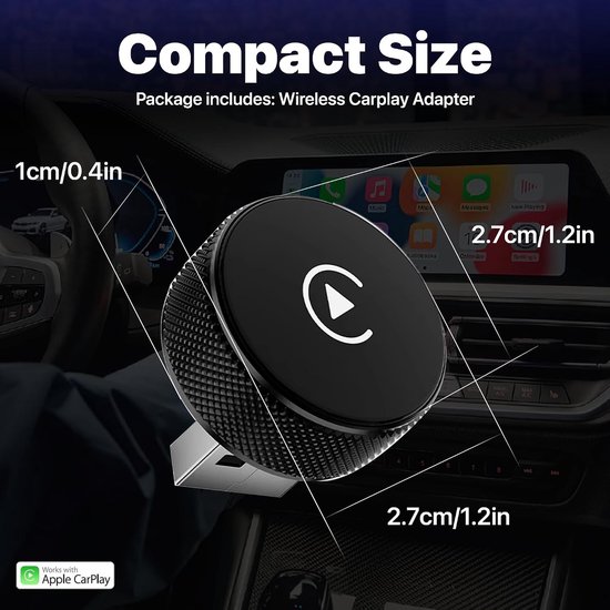 Draadloze CarPlay-adapter geschikt voor Apple iPhone - 2025 Circle Edition - Converteert bekabelde naar draadloze CarPlay geschikt voor iPhone iOS 10+ - Plug & Play, snelle automatische verbinding, USB-dongle voor auto's geschikt voor Apple CarPlay van Circle — afbeelding 2