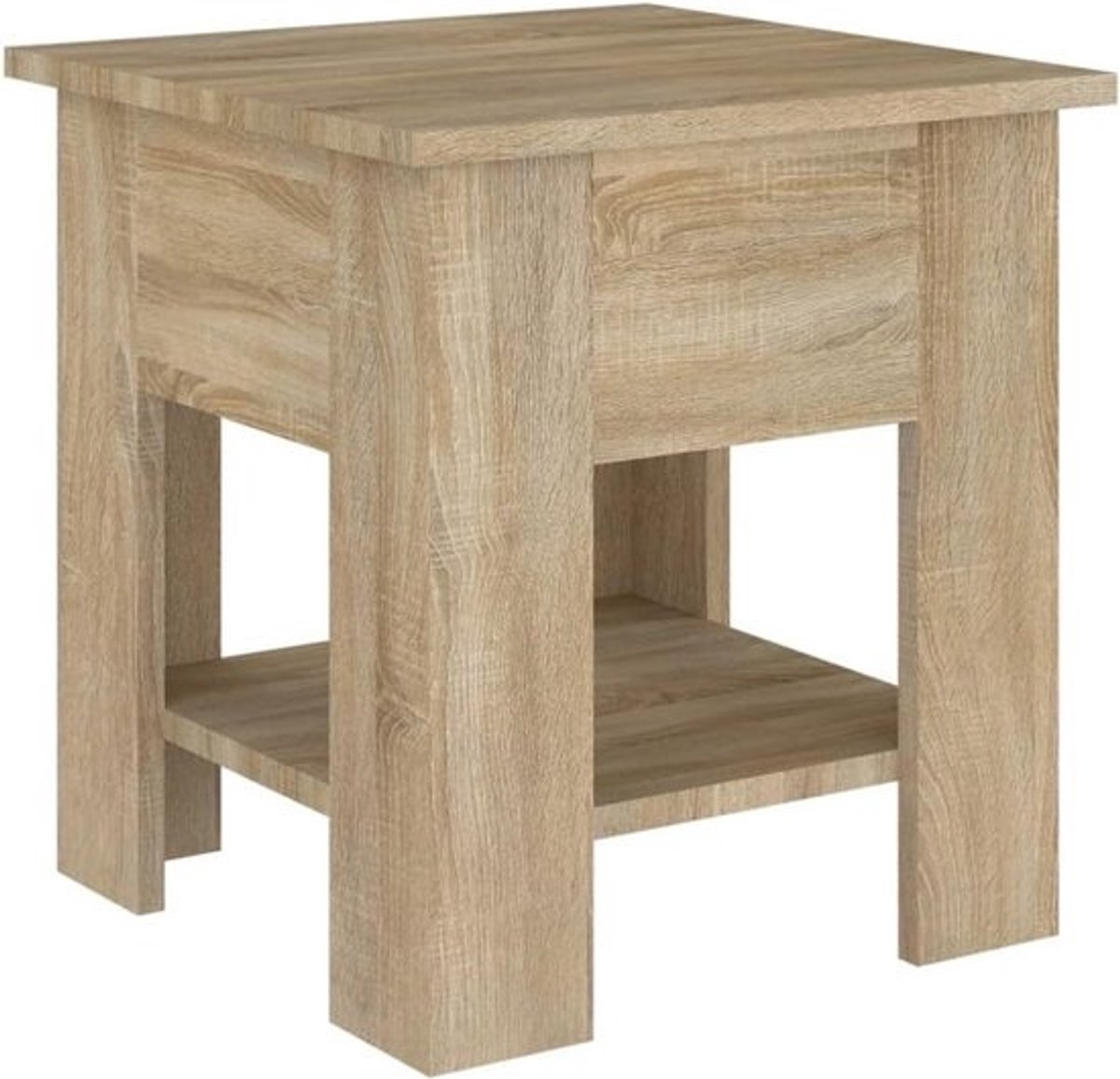 Kleine Vierkante Salontafel 40x40 cm met Opbergplank, Bijzettafel Woonkamer