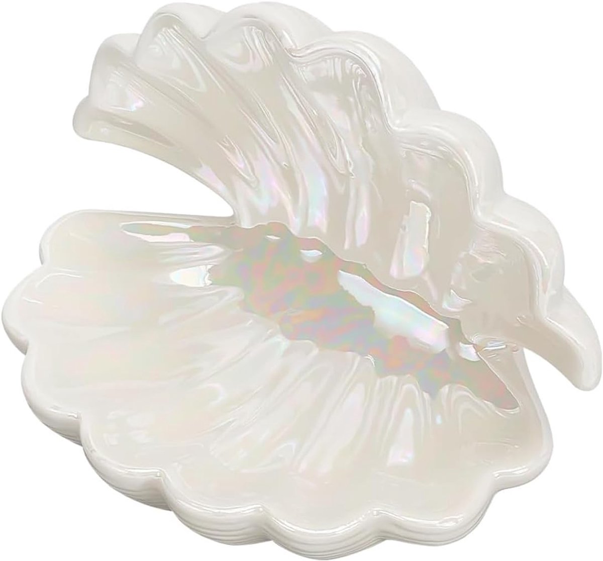 Sieradenplaat met witte schaal, schelpvormige sieradenplaat, ringen opberghouder met zeemotief, voor ringen, kettingen, oorbellen