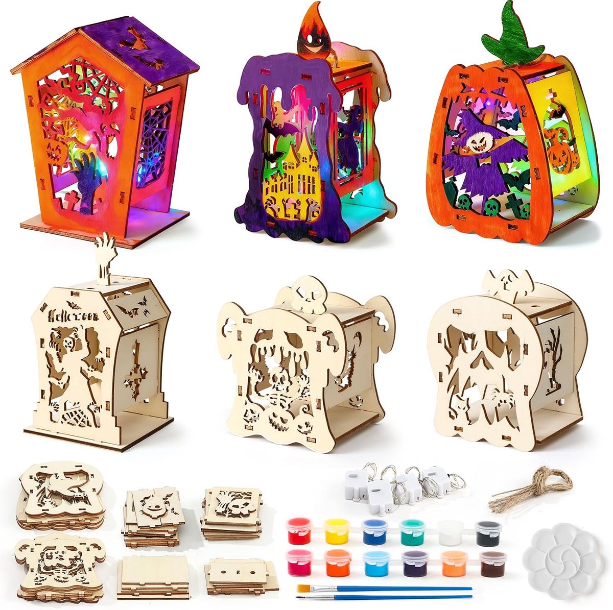 Houten pompoen kit huis knutselset herfst Halloween voor kinderen
