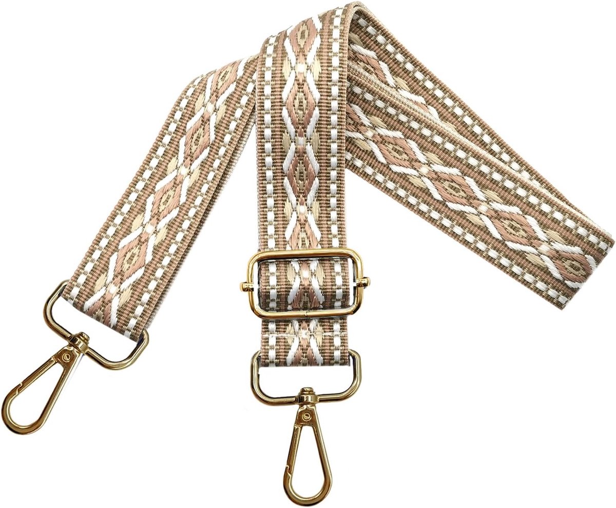 Schouderriem voor tassen, draagriem voor dames, tasriem om te wisselen, tasriem breed 3,8 cm met zilveren karabijnhaak, schouderriem voor schoudertas, handtassen, kleurrijk, N