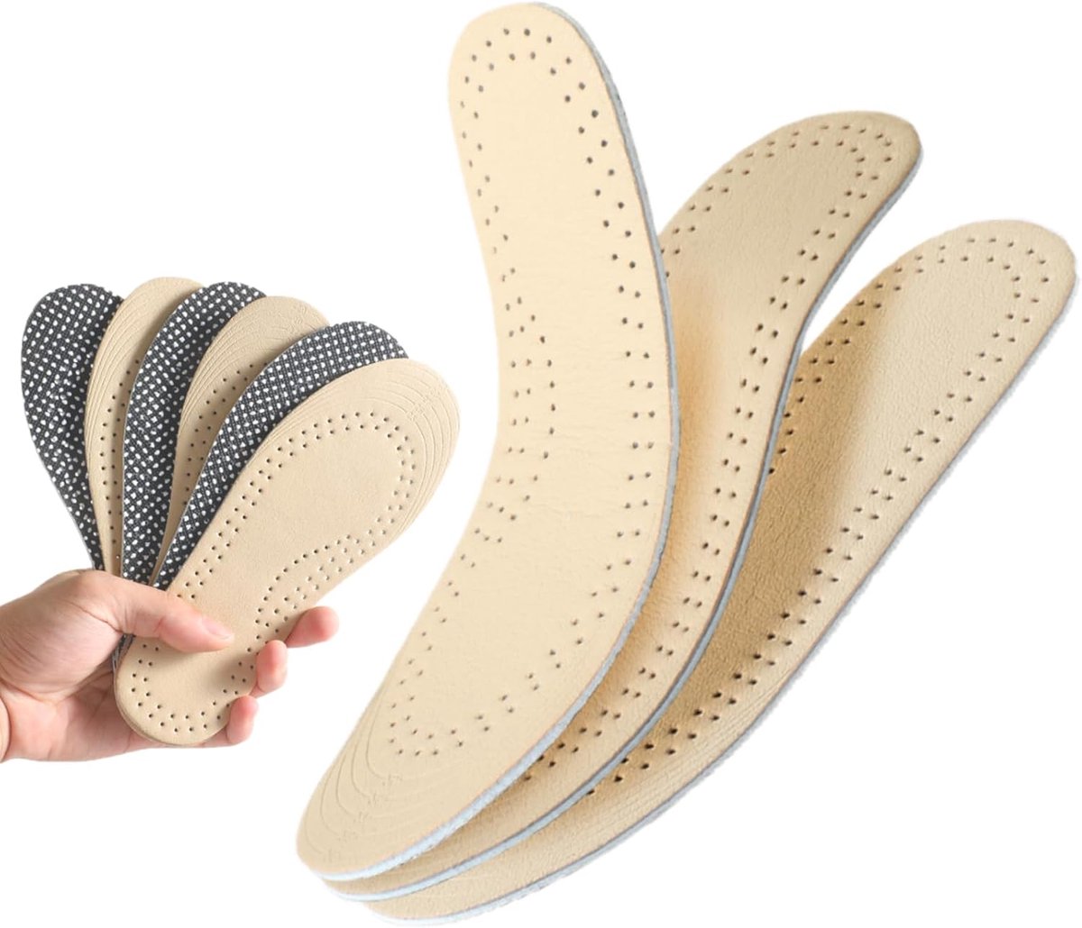 3 Paar Leren Inlegzolen voor Kinderen, Ademend en Comfortabel, Antislip Zooltjes van Echt Leer voor Kinderschoenen, Geurverminderend (25-29)