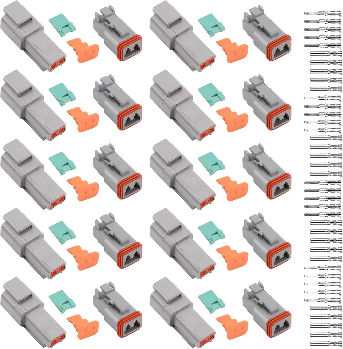 10 sets auto waterdichte elektrische connectoren 2-polig, DT-connectoren waterdicht, DT06-2S/DT04-2P DT stekker connectoren voor auto, motorfiets, vrachtwagen